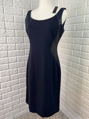 Elie Tahari Navy Blue Bernice Wax fabric animal print sheath dress size 8 NWT